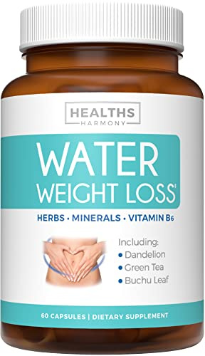 Natural Diuretic Water Pills (2 Month Supply) Relief from Bloating, Swelling, Water Retention, Water Weight Loss - Dandelion, Potassium, & Green Tea Herbal Supplement - For Women & Men - 60 Capsules