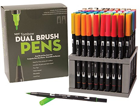 Tombow Juego de rotuladores de Doble Punta, 96 Unidades, con Soporte de Escritorio
