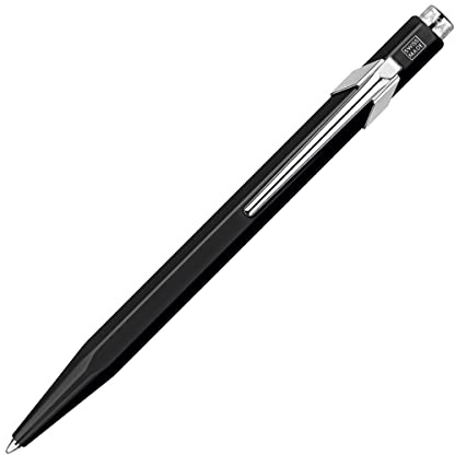 Caran d-Ache 849.009 Kugelschreiber, einziehbar, Ballpoint Kugelschreiber, Blau, Schwarz, Silber, Aluminium, Sechskant, 1 Stück