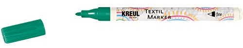 KREUL 90666 - Textil Marker fine, Grün, Strichstärke circa 1 bis 2 mm, Stoffmalstift für helle Stoffe & Textilien, waschecht nach Fixierung