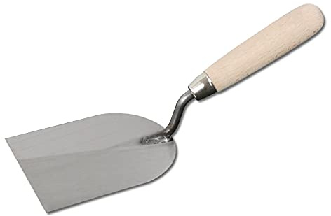 DEWEPRO Gipserspachtel 100mm - Extra stabile Spachtelkelle für Stuckateurarbeiten - poliertes Stahlblatt und handlicher Holzgriff