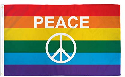AZ FLAG Bandiera Arcobaleno Simbolo Pace 150x90 cm 2 Occhielli | Uso interno ed esterno bandiera decorativa gay doppie cuciture e bordi rinforzati con occhielli metallici poliestere 100D