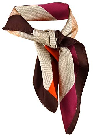 TigerTie Nickituch Satin in lila orange braun beige gemustert - Größe 50x50 cm - Halstuch