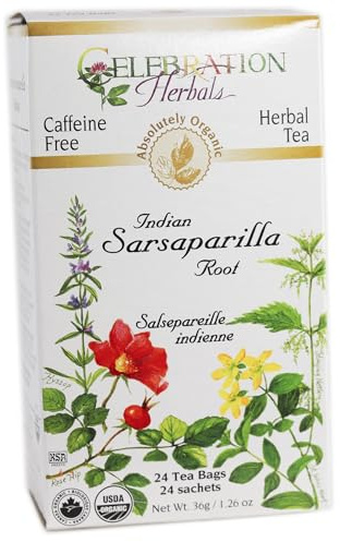 Celebration Herbals Organic Sarsaparilla Root Tea Bags 24 Count