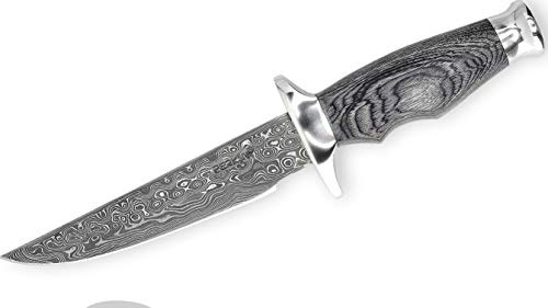 Perkin Damast Jagdmesser mit Lederscheide - AR1006