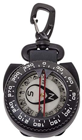 Trident Retractor Compass with Gate snap, Waterproof Oil Filled Compass for Scuba, Camping, Kayaking and Outdoor Sports