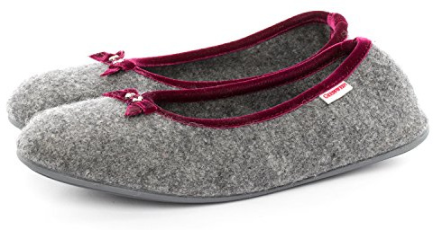 GIESSWEIN Hausschuh Hohenau - Geschlossene Filz Pantoffeln im Ballerina Design, Warme Damen Hausschuhe mit Rutschfester Sohle