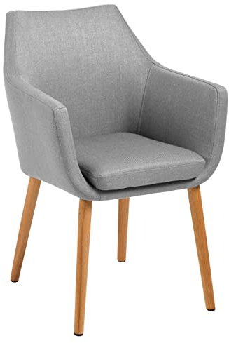 AC Design Furniture Trine Esszimmerstuhl mit Hellgrauem Sitz und Eichenholzbeinen, 1 Stück, B: 58 x H: 84 x T: 58 cm, Akzentstuhl, Polsterstuhl, Wohnzimmermöbel, Esszimmermöbel