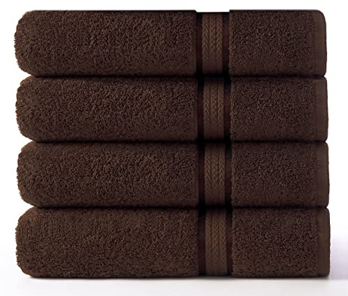 COTTON CRAFT Ultra Soft Bath Towels - 4 Pack Extra Large Bath Towels - Oversized 30x54 - Absorbent Everyday Luxury Hotel Spa Gym Shower Beach Pool Camp Dorm - 100% Cotton - 580 GSM - Chocolate Brown