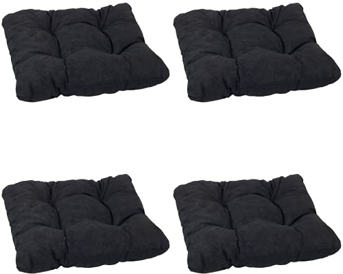 Beo Sitzpolster Gartenstuhl 36x36 atmungsaktiv | Made in EU | Gestepptes Outdoor Stuhlkissen waschbar | UV-beständiges Sitzkissen Stuhl ohne Ausbleichen | 4er Set Sitzkissen Bank in Anthrazit