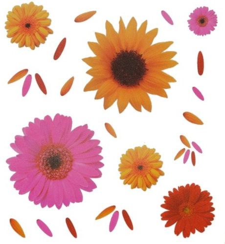 alles-meine.de GmbH 20 TLG. Set Sticker/Wandtattoo/Wandsticker - Sonnenblume Gerbera Blumen gelb Chrysantheme rot rosa Aufkleber/Wandaufkleber/Fenstersticker - Blumenmust..