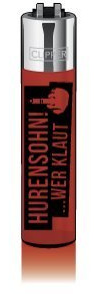 CLIPPER® Feuerzeug - Hurensohn wer klaut - red