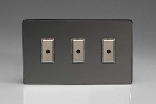 Varilight Eclique 2 3-Gang 1-Way Remote/Tactile Touch Control Master LED Dimmer Light Switch 3 x 0-100W (Max 10 LEDs) Iridium JDIE103S