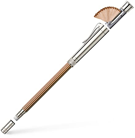 Graf von FABER-CASTELL 118567 - Perfekter Bleistift mit Verlängerer, Spitzer und Radiergummi, platiniert, Braun