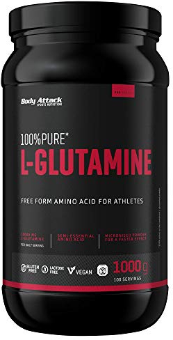 Body Attack 100% Pure L-Glutamine, 1er Pack (1 x 1000g)
