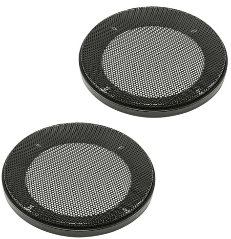 tomzz Audio 2800-000 Lautsprecher Gitter Grill für 100mm DIN Lautsprecher schwarz 2-teilig Kunststoffring mit Metallgitter Satz