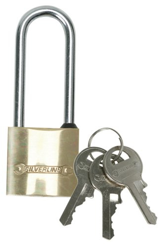 Silverline MSS04L - Lucchetto in ottone ad arco lungo, 50 mm