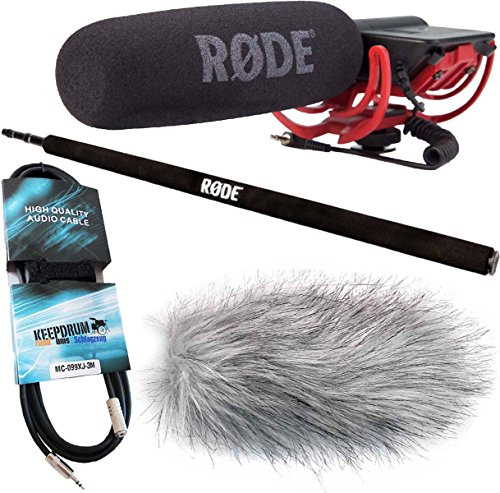 keepdrum Rode Videomic Rycote Bundle + Micro Boompole + Windschutz WSWH + Miniklinke 3m