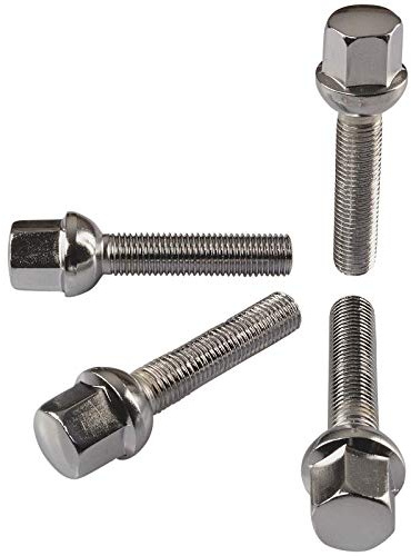 HASKYY 10 Radschrauben M12x1,5x28mm Radbolzen Chrom Kugelbund R12 Kugel