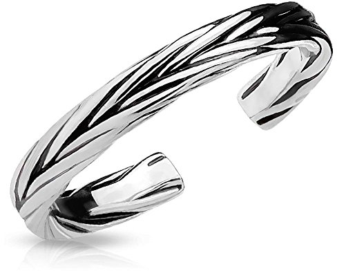 Bungsa Silber - Toe Ring verziert für Damen ~IN 3 FARBEN WÄHLBAR~ silber gold rosé (Zehring Fussschmuck Fussring Toe-Ring Nail Ring Nagelring biegbar verstellbar)