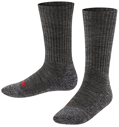 FALKE Unisex Kinder Socken Active Warm K So Wolle Funktionsmaterial dick atmungsaktiv einfarbig 1 Paar, Grau Asphalt Melange 3180, 27-30