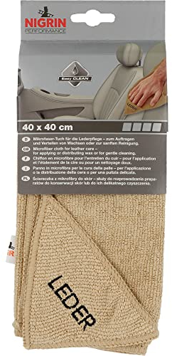 NIGRIN Chiffon en Microfibre pour Cuir - Nettoyage et Entretien en Douceur - Extrêmement Doux et Garanti Non Pelucheux - Chiffon en Microfibre pour Voiture - Entretien du Cuir - 40 x 40 cm