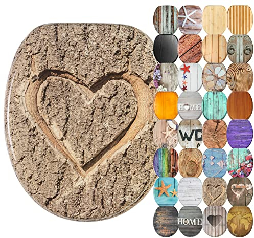 Sanilo WC Sitz mit Absenkautomatik, viele schöne Holz Toilettendeckel zur Auswahl, hochwertige und stabile Qualität (True Love)