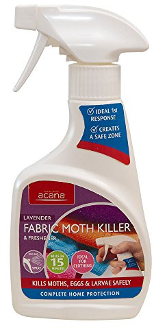 Acana Moth Killer & Freshener, Lavender, 275ml - Spray Formula, Kills Moths, Eggs & Larvae - Licensed Insecticide - Non-Staining - For Carpets, Curtains & Cushions