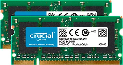 Crucial CT2KIT25664AC800 4GB Kit (2GBx2) (DDR2, 800MHz, PC2-6400, SODIMM, 200-Pin) Mémoire