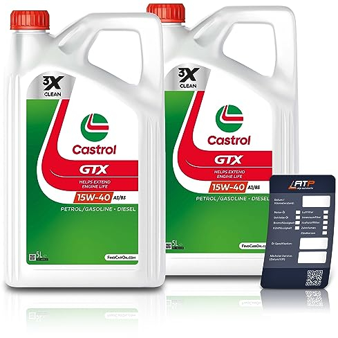 2x 5 L = 10 Liter Castrol GTX 15W-40 A3/B3 Motor-Öl inkl. Ölwechsel-Anhänger