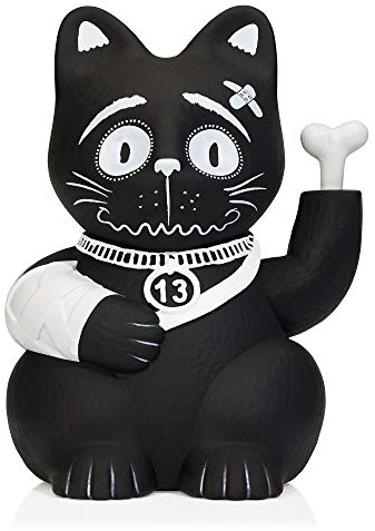 Pechkeks 8901001 schwarze Winkekatze, beweglicher Arm, batteriebetrieben, 14 cm hoch, Kunststoff