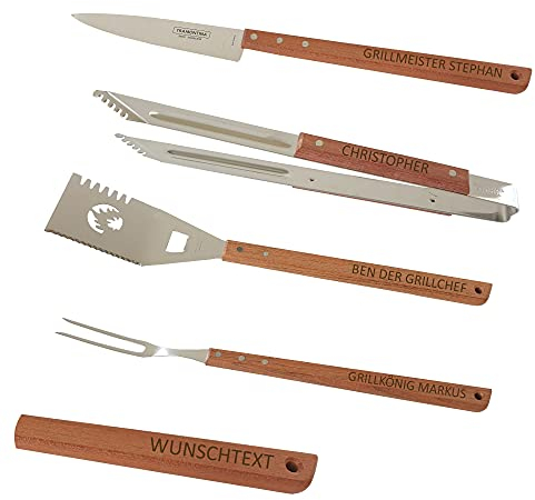 laser-diele Grillbesteck mit Gravur – Personalisiertes Grillbesteck – Geschenke für Männer – Geburtstagsgeschenke – Vatertagsgeschenk – Grillset