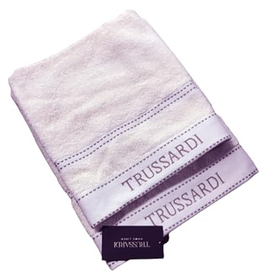 TRUSSARDI Set Asciugamani Bagno Viso e Bidet in Cotone, Asciugamani Resistente a Lavaggi, Include 1 Asciugamano Viso 55x100 cm e 1 Asciugamano Bidet Ospite 40x60 cm, Asciugamani 2 Pezzi