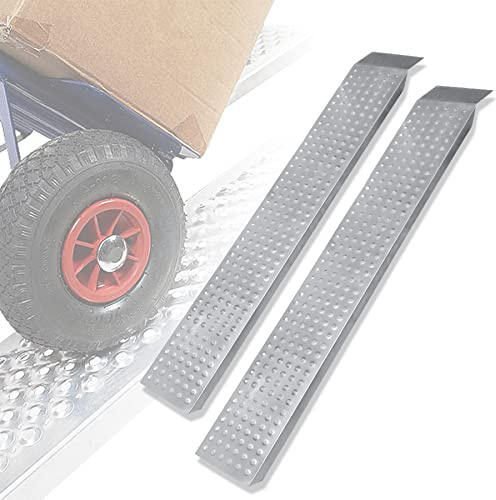 Froadp 2 rampe di carico per auto, in acciaio zincato, 135 x 23 x 4,5 cm, antiscivolo, per moto, rimorchio, tosaerba, trattorino, 400 kg per coppia (argento)