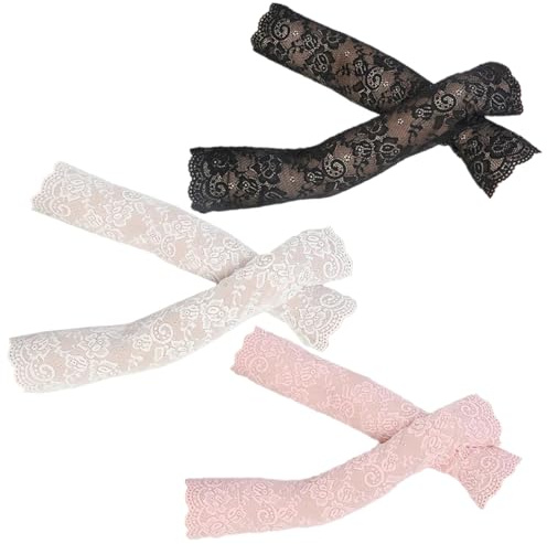 SEWACC 1 Set 3 Pairs Lace Ice Sleeves Warm Mittens for Women Sun Protection Sleeves Lace Sleeve Cooling Arm Sleeves Summer Ice Sleeve Sun Protection Arm Sleeves Lace Arm Sleeve