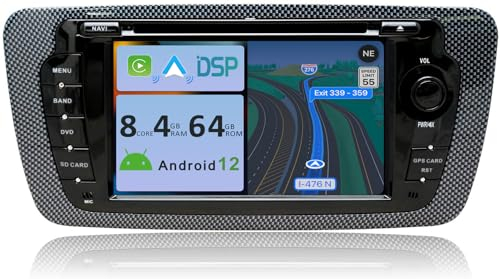YUNTX [4GB+64GB] Android 14 Autoradio per Seat Ibiza 6J/6JN(2008-2013)-[Incorporato Carplay/Android Auto/DSP/GPS]-IPS 2.5D Touch Screen-CAM+MIC-DAB/Mirror Link/Bluetooth 5.0/WiFi/USB/4G