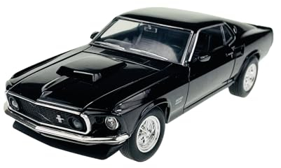 Welly Ford Mustang Boss 429 Coupe Schwarz Typ I 3. Generation 1969 1/24 Metall Modell Auto Die Cast Neu im Kasten