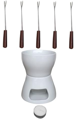 OUNONA Ceramic Chocolate Melting Pot Fondue Set Cheese and Butter Heater Easy to Use for Hot Chocolate and Fondue