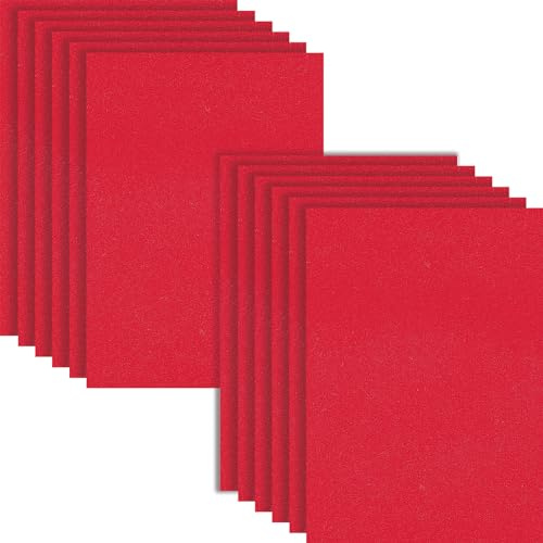 HXJDAM 12 Stück Steifer Filz 2mm Dick Bastelfilz 20 x 30 cm Rot | Filzstoff Platten, Leicht Schneidbar, Franst Nicht Aus, Filz Matte für DIY-Projekte, Nähen, Patchwork & Basteleien