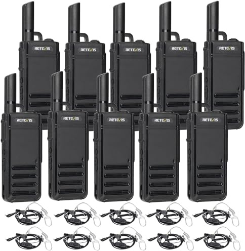 Retevis RB639 Walkie-Talkie Professionali, Ricetrasmittenti Ricaricabile USB-C con Auricolare, VOX, PMR446, Walkie Talkie Portatili per Scuola, Ospedale (Nero, 10 Pezzi)
