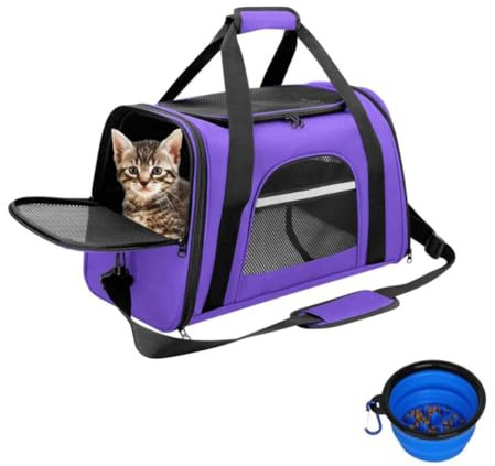 SHJOEE Transporttasche für Hund Katze Faltbar Hundetransportbox Katzentransportbox Atmungsaktiv Hundetasche Hundebox Outdoor Kleintiertasche Oxford Reisetasche Haustiertransportbox für Auto,Zug,Reisen