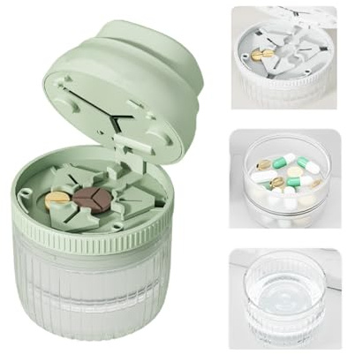 lomonmen Taglia Pillole,Taglia Pastiglie con Lama,Taglia Pillole di Precisione per Pillole Piccole Pillole Grandi Tagliate a 1/2,1/3,1/4 (tagliato verde)