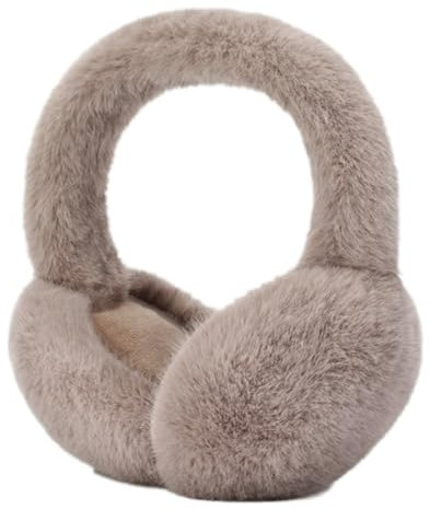 Whakano Ohrenwärmer für Damen & Frauen,Warme Ohrenschützer Faltbare,Weiche Plüsch Stirnband,Winterzubehör,Ohrenschützer für Wintersport,Radfahren,Reisen,Outdoor,Wandern,Ski,Grau Braun