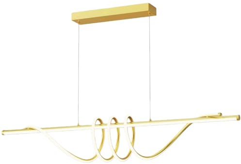 Zihoi Moderne LED Esstisch Pendelleuchte, 3000K/4000K/6000K 10%–100% Farbtemperatur Lampe Hängend, Dimmbar mit Fernbedienung Hängelampe für Küche, Wohnzimmer, Esszimmer, Schlafzimmer- Golden 150CM