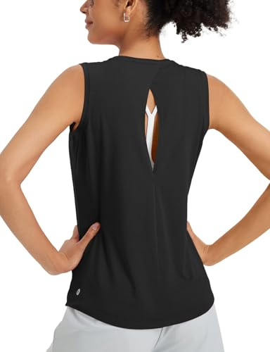 baleaf Damen Sport Tank Top Racerback Ärmelloses Yoga Oberteile Sommer Laufen Shirt Workout Fitness Gym Lauftops Schwarz XL