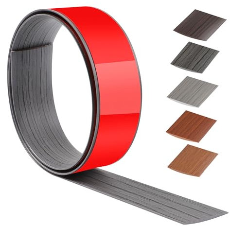 100cm X 4cm Striscia Di Soglia Autoadesivo，Profilo Di Transizione Pvc Per Cucina/Soggiorno, Transizione Del Pavimento Per Unire Le Fughe Del Pavimento/Piastrelle (Venature Del Legno Grigio Scuro）