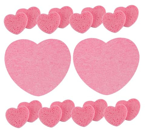 FRCOLOR 20pièces Éponges Nettoyantes Pour Visage Lot De Éponges Exfoliantes Forme De Cœur Outils De Lavage Du Visage