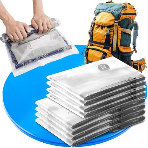 SilverRack Lot de 8 sacs sous vide, pour vêtements de voyage, 4 x 35 x 50 cm/4 x 40 x 60 cm, sacs sous vide, pour les voyages, idéal pour valise, voyage, peu encombrant