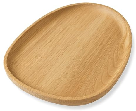 EKFJAELL dekorative Holzschale perfekt zum Servieren, Dekorieren und Präsentieren - Deko Tablett, Tischdeko Holz, Servierplatte Holz, Serviertablett (Eiche, 250x180x15 mm)