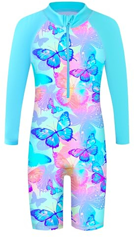HUAANIUE Girls UPF 50+ UV One Piece Swimwear Kids Bodysuit Beachwear with Ziper Surfing Pink Swimming Children Bathing Costume 4-11 Years
